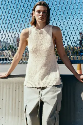 Débardeur en maille texturée - Jaune clair — photo 2
