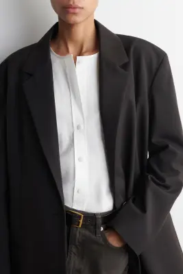 BLOUSE FRONCÉE EN COTON PIMA - BLANC — photo 3