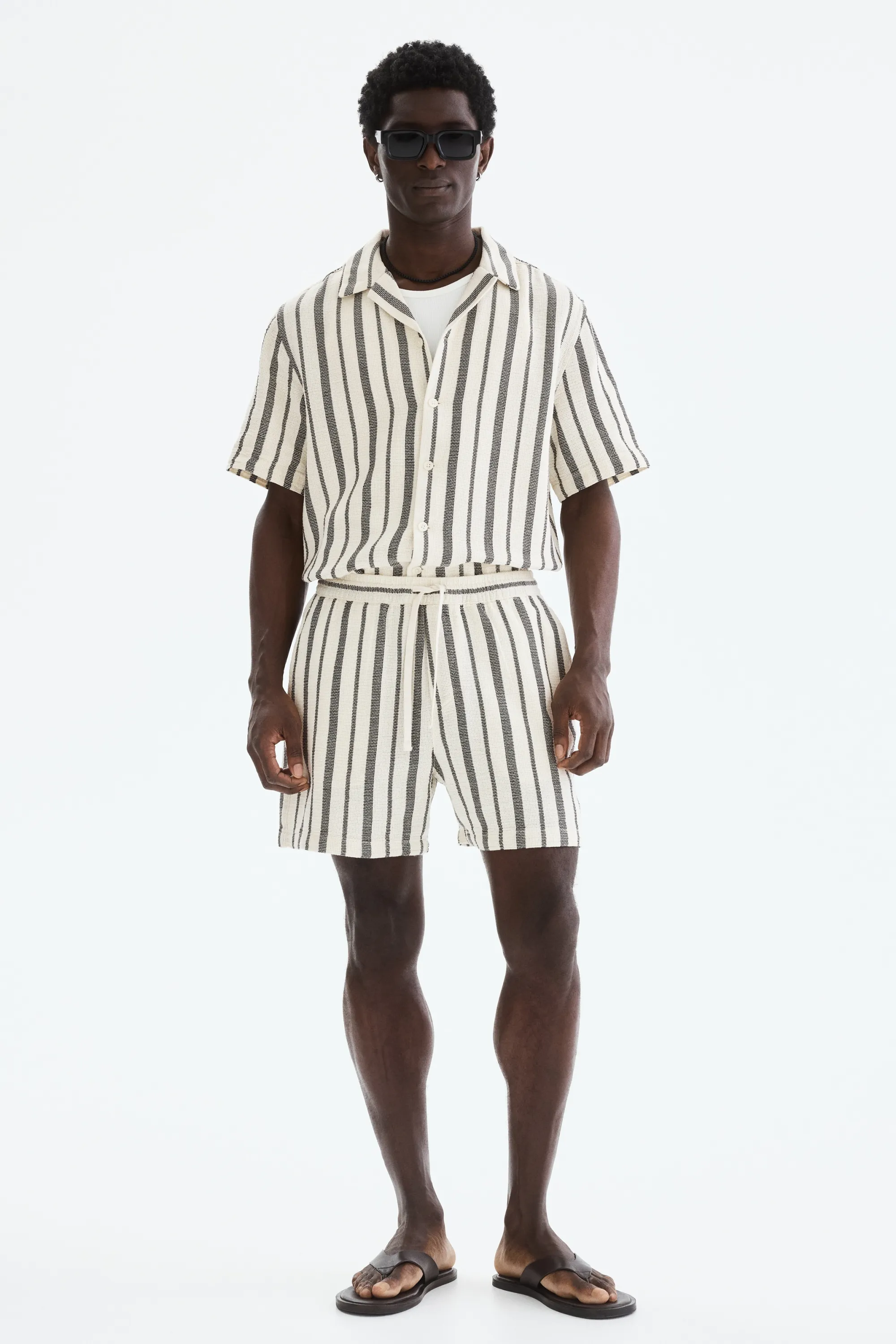 Short Regular Fit - Noir/rayé