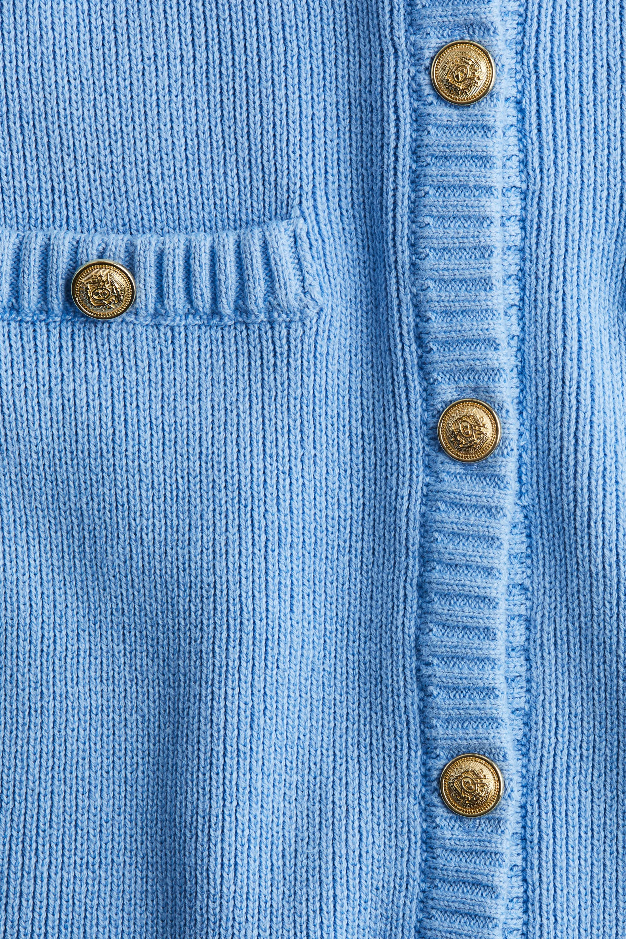 Robe à boutons en maille côtelée - Bleu