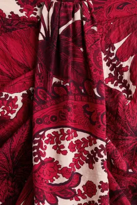 Jupe midi avec détail froncé - Rouge/motif cachemire — photo 4