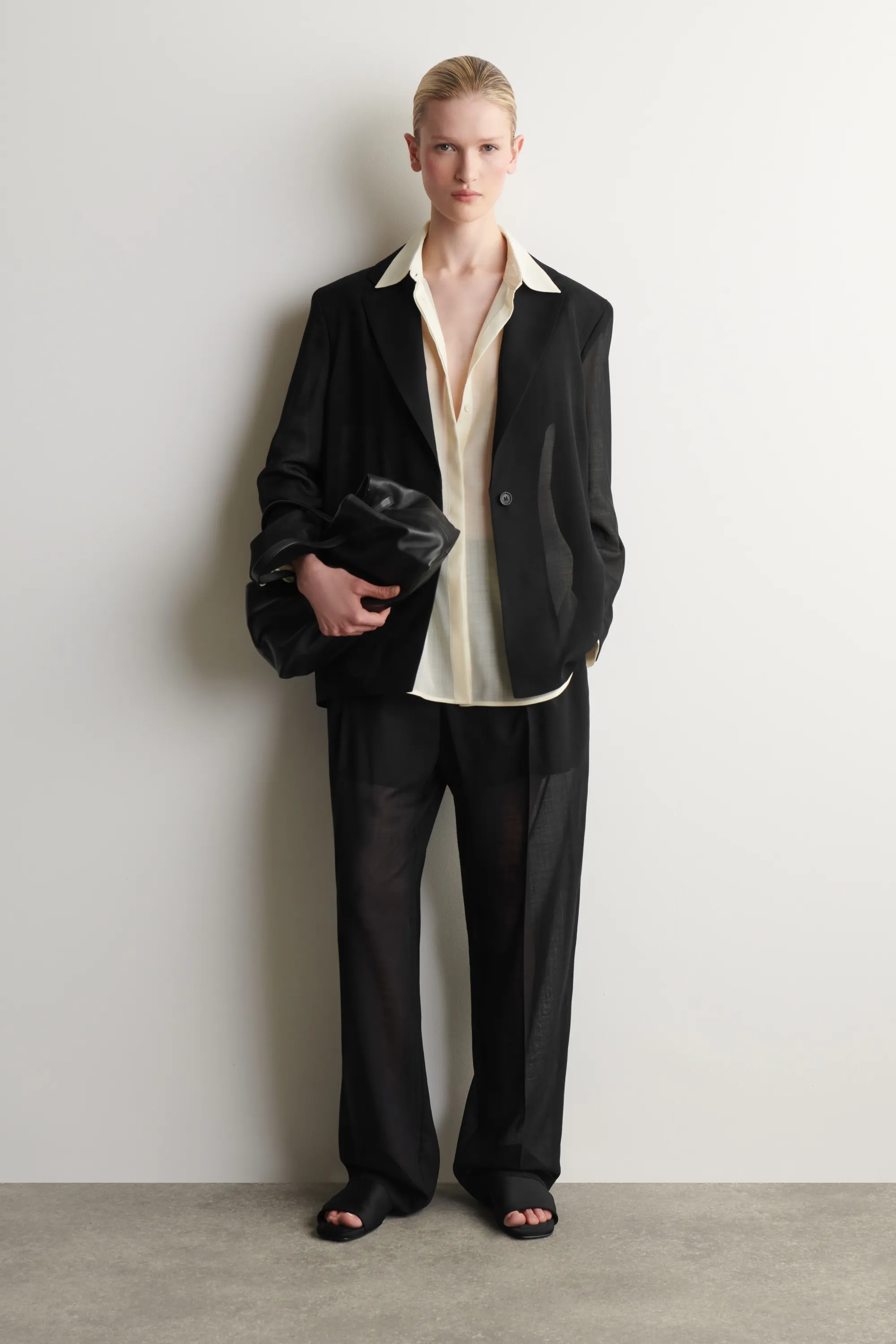 CHEMISE EN VOILE DE LAINE FLUIDE - CRÈME