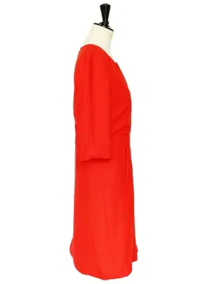 Robe Couture manches courtes en soie rouge vermillon Prix boutique 1500€ Taille 40 — photo 5