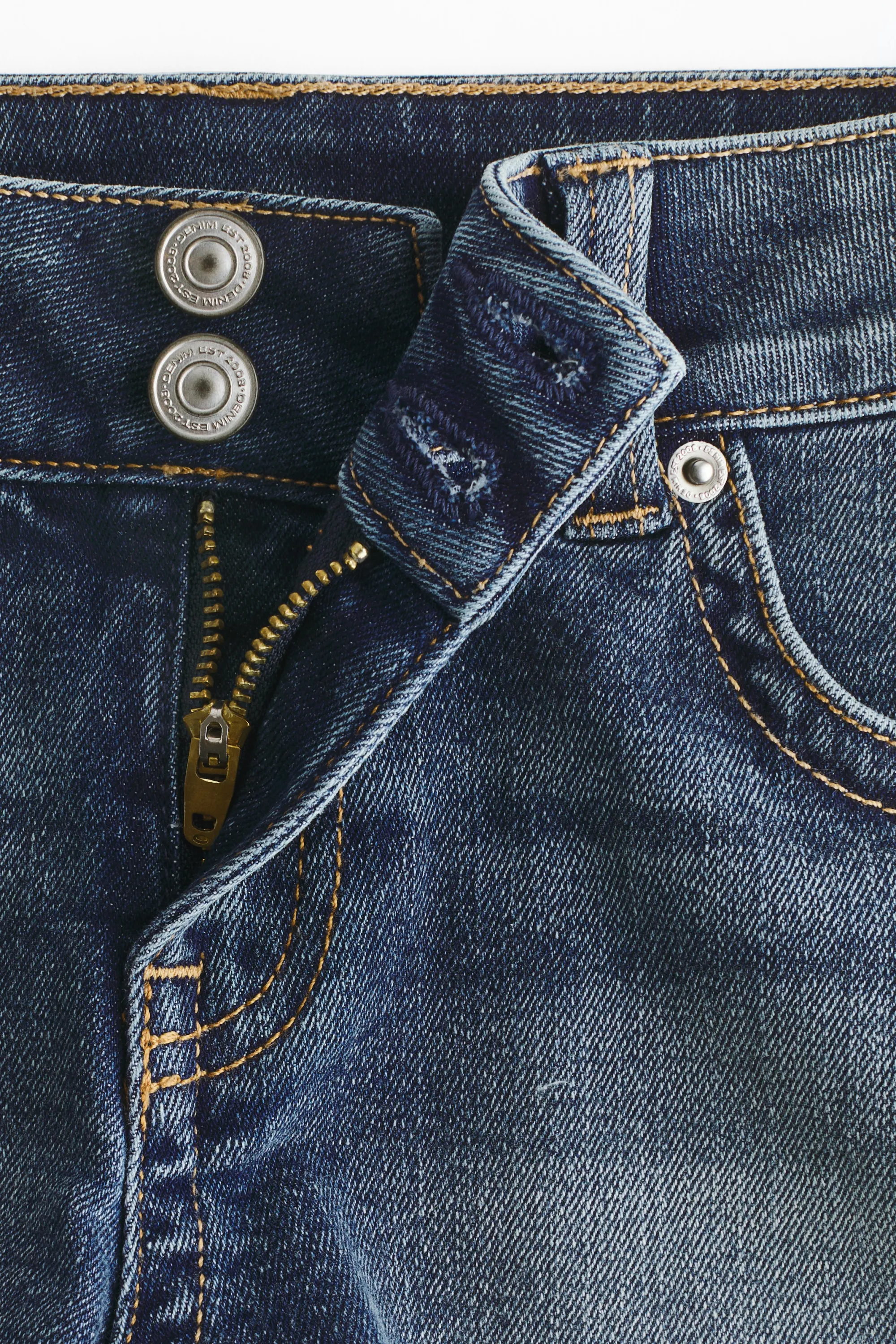 Mini short taille basse en denim - Bleu denim