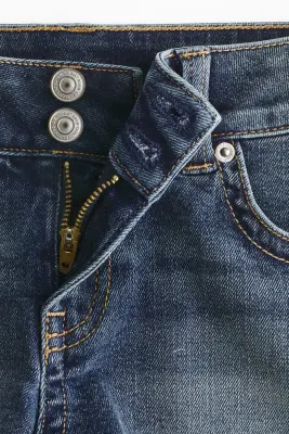 Mini short taille basse en denim - Bleu denim — photo 1