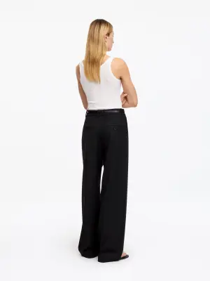 Pantalon tailleur en mélange de laine - Noir — photo 3