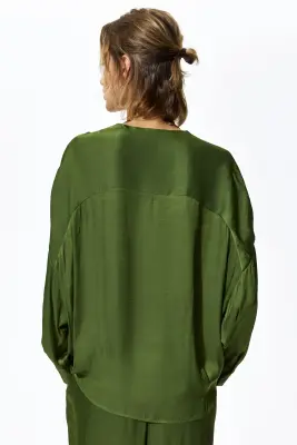 Blouse croisée - Vert olive — photo 3