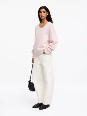 Pull décontracté en laine - Rose — photo 1