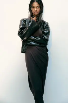 Robe maxi avec jupe tulipe - Marron foncé — photo 2