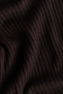 Pantalon évasé en maille côtelée de lin mélangé - Marron foncé — photo 4
