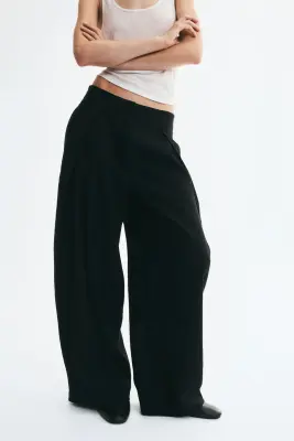 Pantalon barrel avec détails croisés - Noir — photo 3