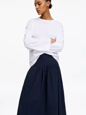 Jupe midi en seersucker - Bleu foncé — photo 3