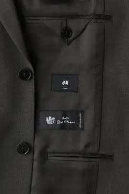 Veste Slim Fit en laine mélangée - Gris foncé — photo 5