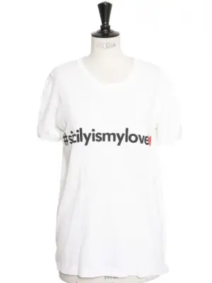 T-shirt manches courtes en coton blanc imprimé "Sicily is my love" Prix boutique 325€ Taille 38 — photo 1