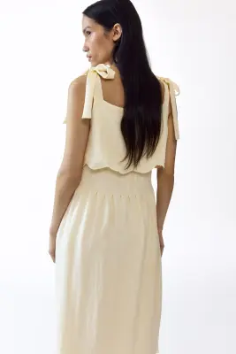 MAMA Robe d'allaitement avec bretelles à nouer - Jaune clair — photo 1
