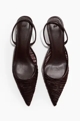 Escarpins en mesh avec talon kitten heel - Marron/imprimé zèbre — photo 2