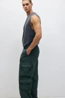 Pantalon cargo déperlant Loose Fit - Vert — photo 3