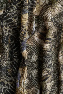 Jupe à plis godets - Vert kaki foncé/motif — photo 2