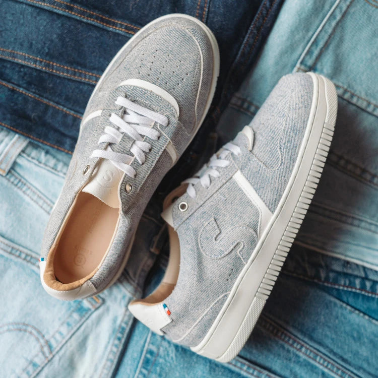 Baskets Bellis Bleu Clair - cuir texturé