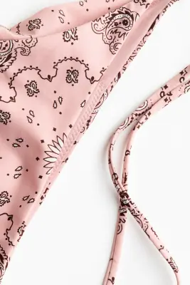 Bas de maillot Brazilian Tanga à nouer - Rose clair/motif cachemire — photo 3