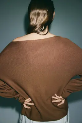 Pull épaules nues - Marron — photo 3