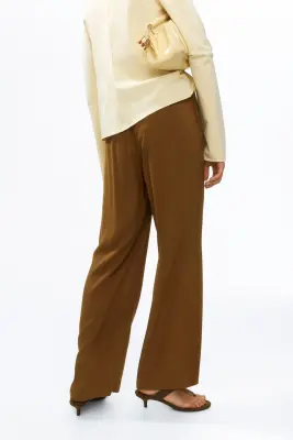 Pantalon large avec taille élastique - Vert olive — photo 3