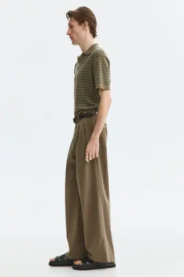 Pantalon large Loose Fit - Beige foncé — photo 3