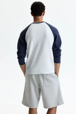 Short Relaxed Fit en coton - Gris clair chiné — photo 3