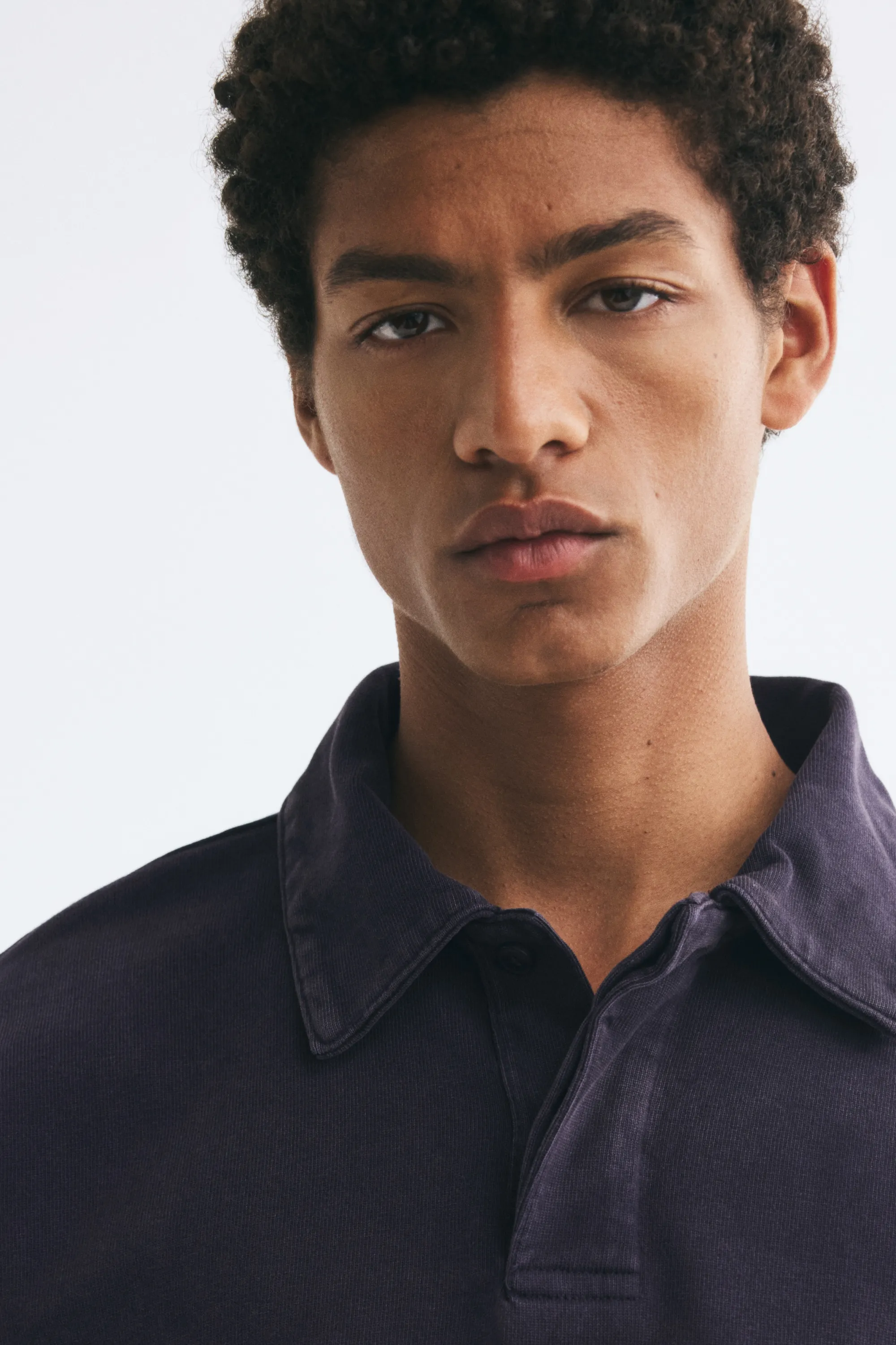 Polo à manches longues Oversized Fit - Bleu marine