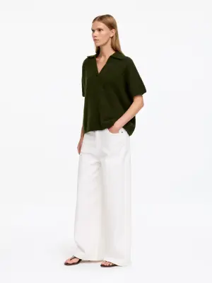 Pull polo en maille - Vert foncé — photo 1