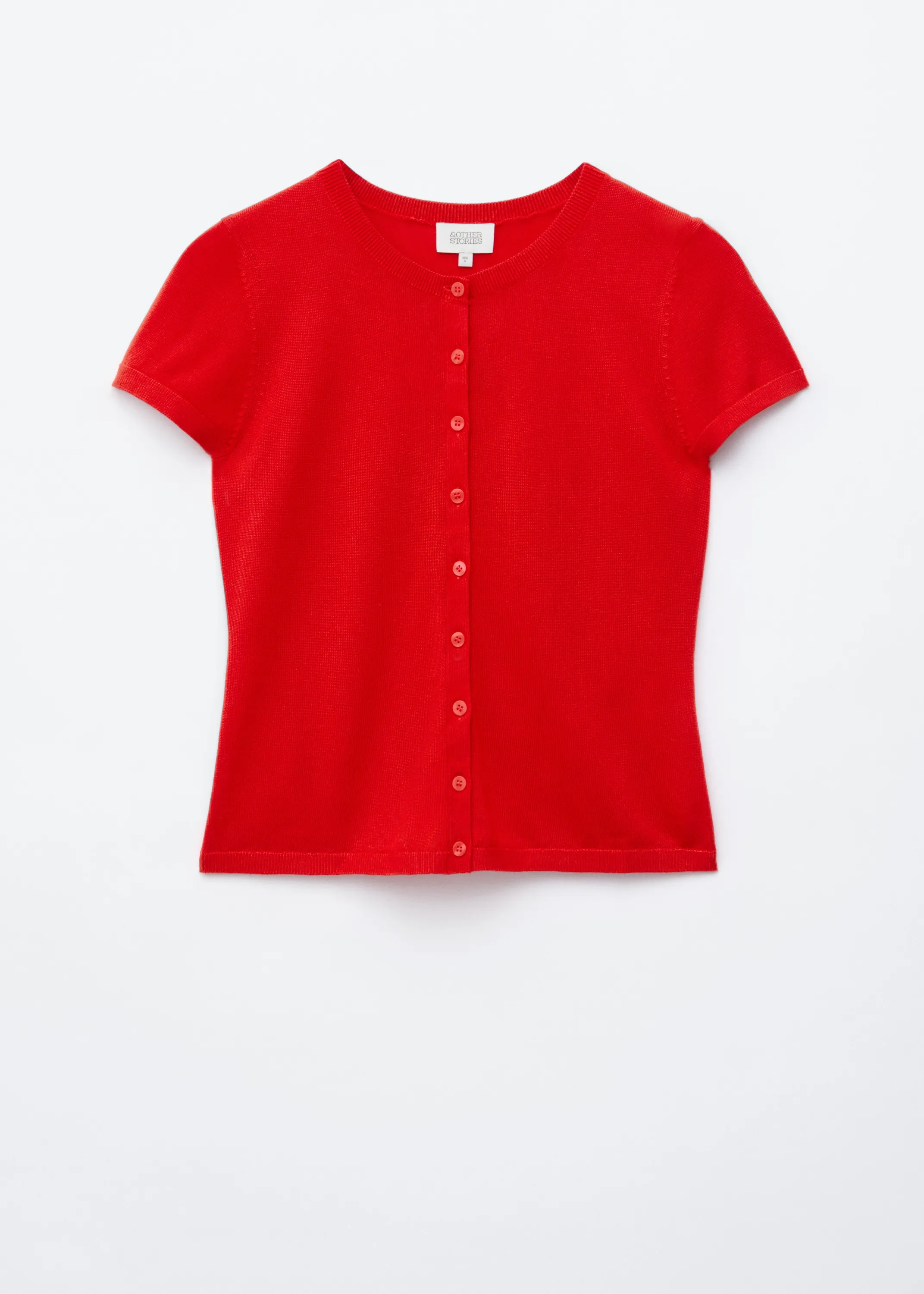 T-shirt en maille boutonné sur le devant - Rouge