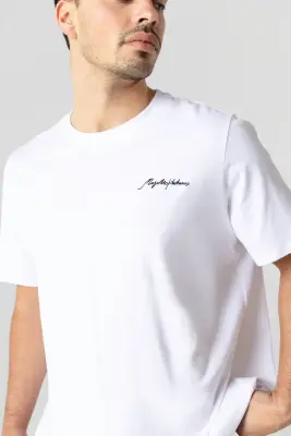 T-shirt Blanc Col Rond Manches Courtes en Coton Organique / Coton Recyclé — photo 4