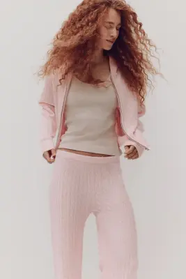 Gilet zippé en maille torsadée - Rose — photo 2