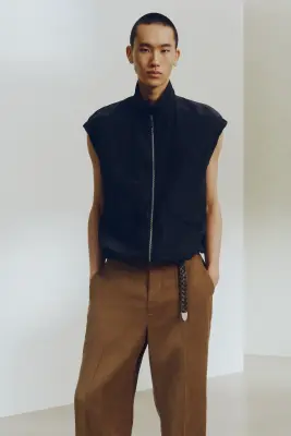 Pantalon Loose Fit en lin mélangé - Marron — photo 1