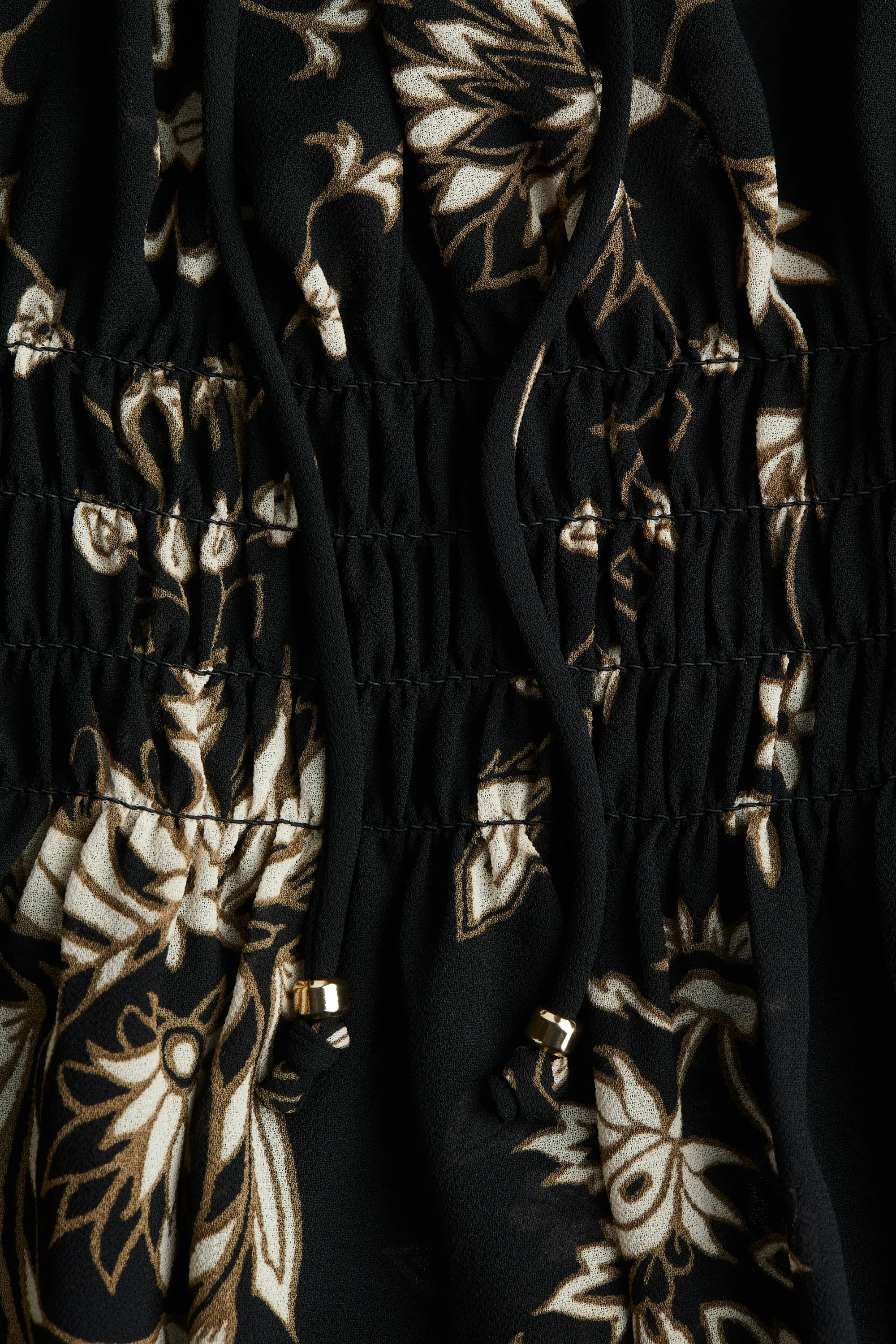 Blouse smockée - Noir/motif