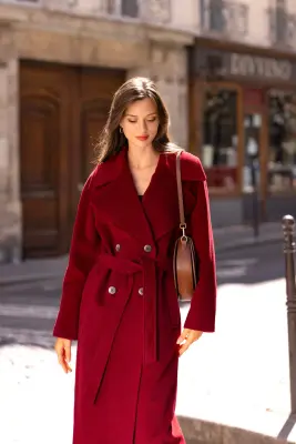 Paloma Wrap Coat - Bordeaux — photo 2