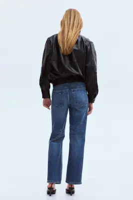 Straight High Waist Ankle Jeans - Bleu denim — photo 2