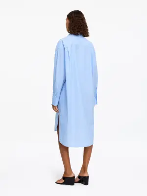 Robe-chemise ample en coton - Bleu/Rayé — photo 1