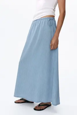 Jupe en jersey texturé - Bleu/rayé — photo 3