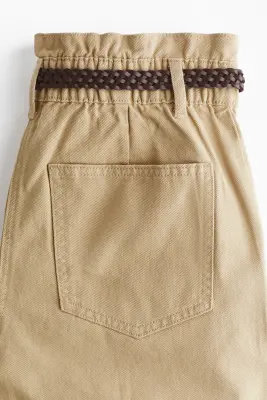 Short en twill avec ceinture - Beige — photo 2