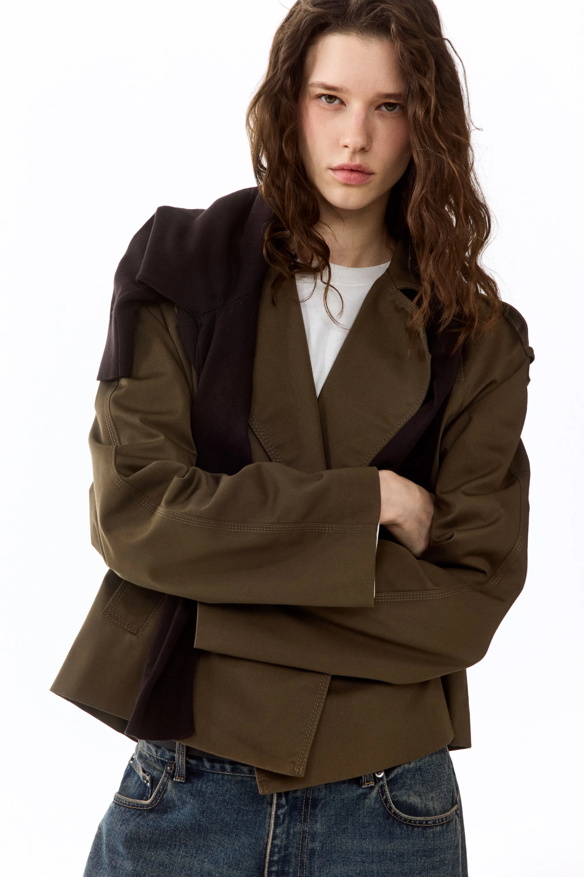 Trench-coat court - Vert kaki foncé