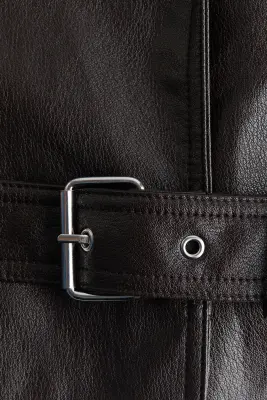 Veste oversize de style motard - Marron foncé — photo 4