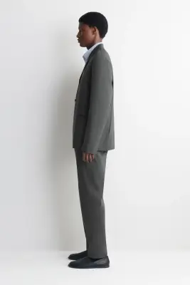 BLAZER SLIM FLOU EN COTON - GRIS FONCÉ — photo 3