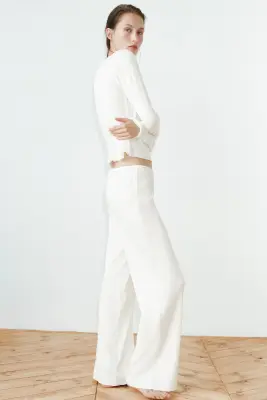 Pyjama en pointelle de coton - Crème — photo 2