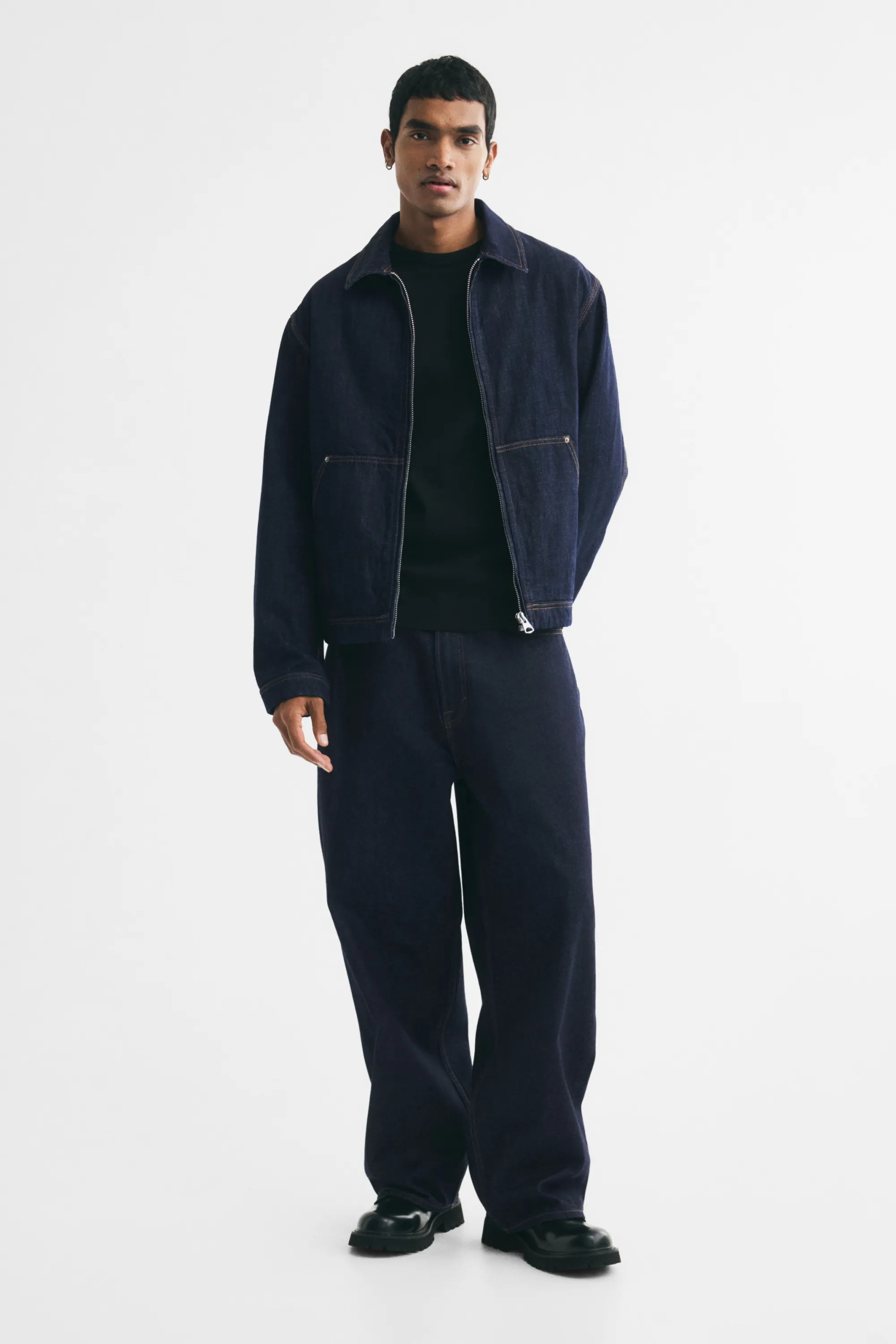 Veste workwear en denim - Bleu denim foncé
