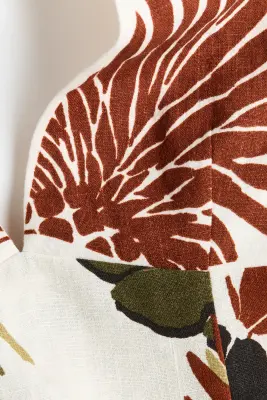 Robe dos nu en lin - Blanc/feuilles de palmier — photo 4