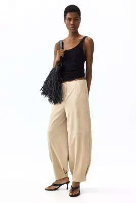 Pantalon barrel - Beige clair — photo 1