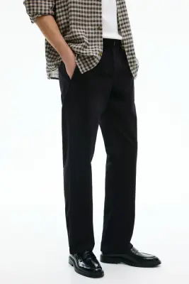 Pantalon Regular Fit en velours côtelé - Bleu foncé — photo 1