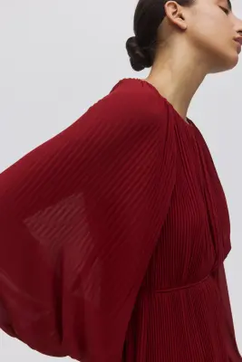 Longue robe plissée - Rouge foncé — photo 3
