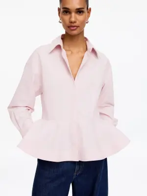 Chemise péplum en coton - Rose — photo 3
